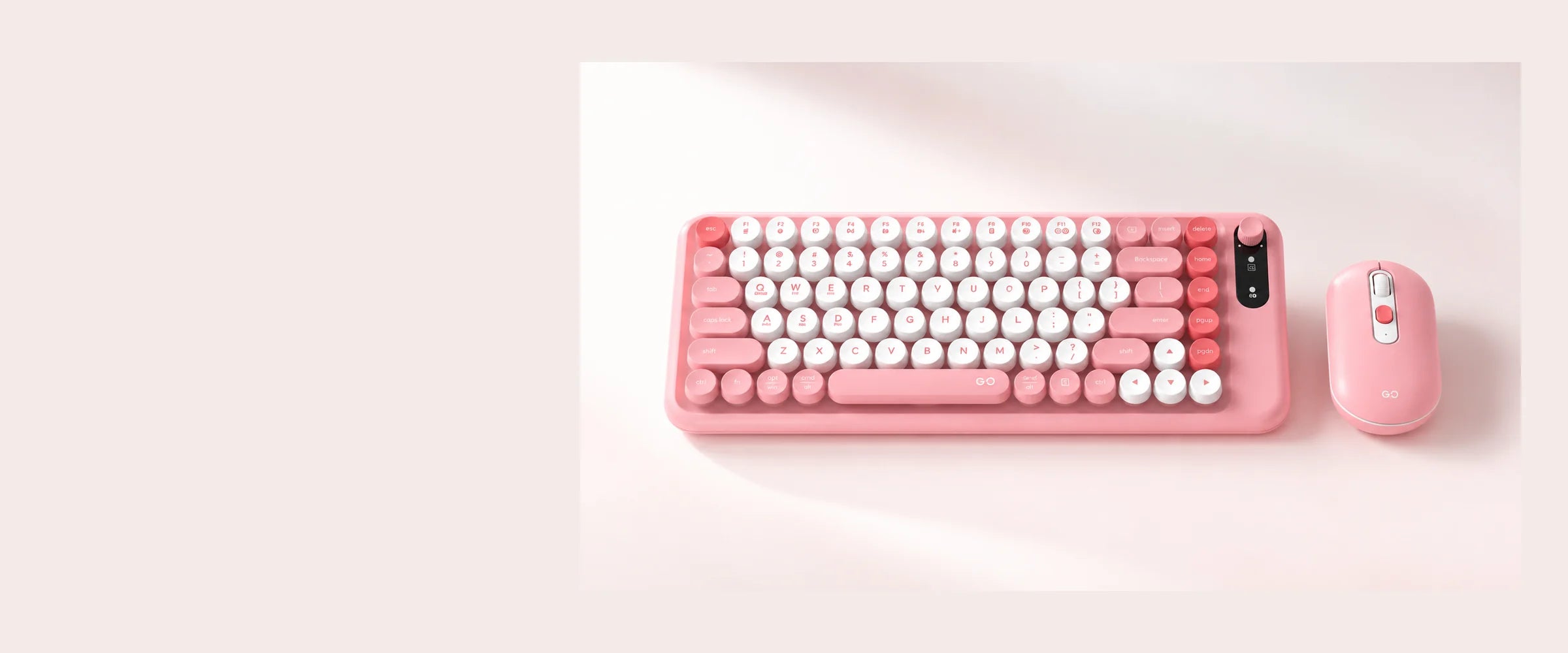 Combo tastatură și mouse wireless TEKHERO GOMOCHI, varianta Roz